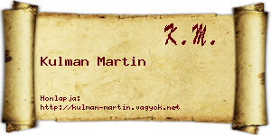 Kulman Martin névjegykártya